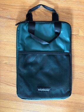 Starbucks Dark Green Laptop Sleeve Tote with Black Accents